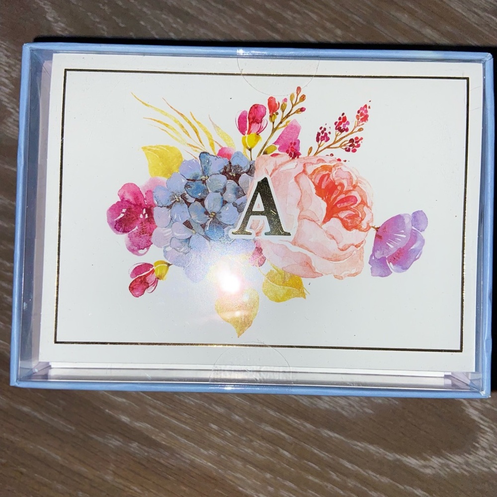 Cute Personalized Floral “A” Cards with Envelopes